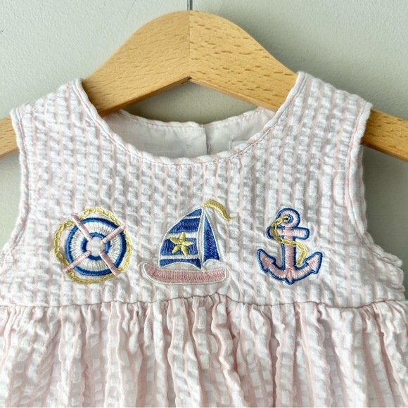 Dylan & Abby Seersucker Sailor Embroidered Dress - Picture 2 of 7